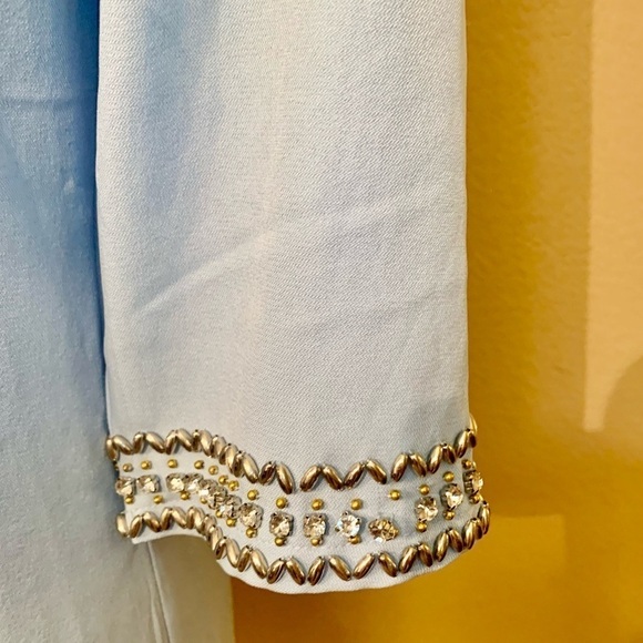 Lulu’s Dress Medium Mini Pale Blue Short Sleeve Silver Embellishments Crystals - Picture 7 of 16